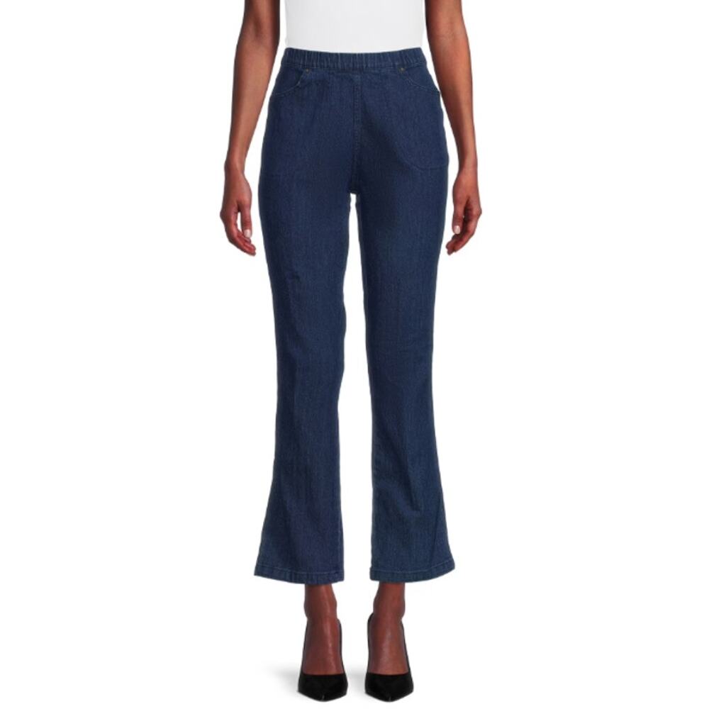 New REAL SIZE Women's Blue 4 Pockets Stretch Pull On Bootcut Jeans Size 4/6